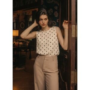 Dalia Women's Polka Dot Sleeveless Blouse Casual Lightweight Top Size Small